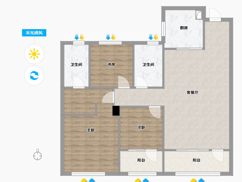 辽宁省-大连市-中海叁号院-99.20-户型库-采光通风