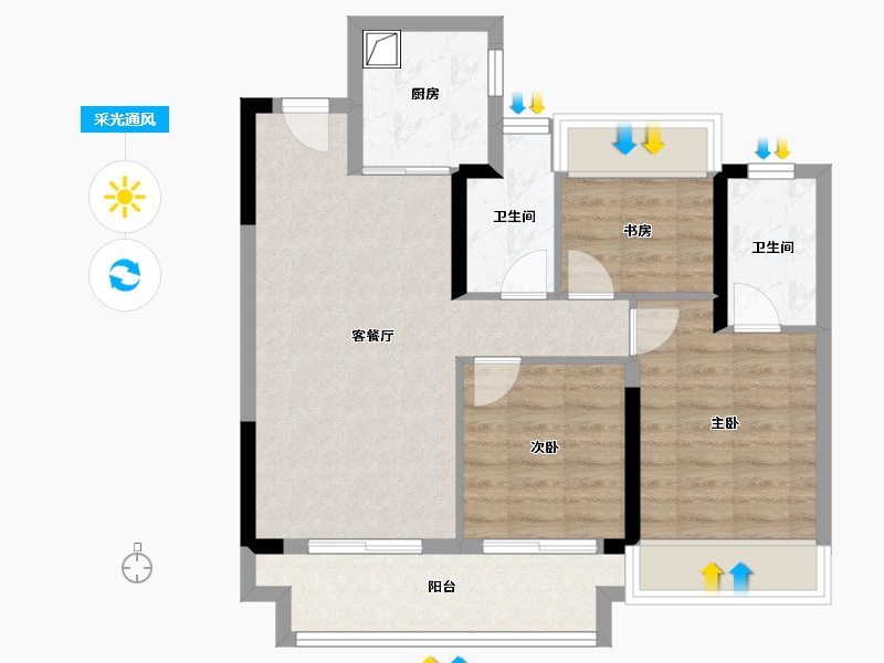 湖北省-十堰市-大家十里桃园-80.80-户型库-采光通风