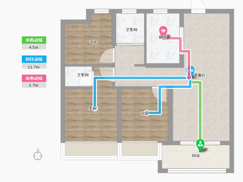 上海-上海市-陆家嘴锦绣澜湾-71.20-户型库-动静线