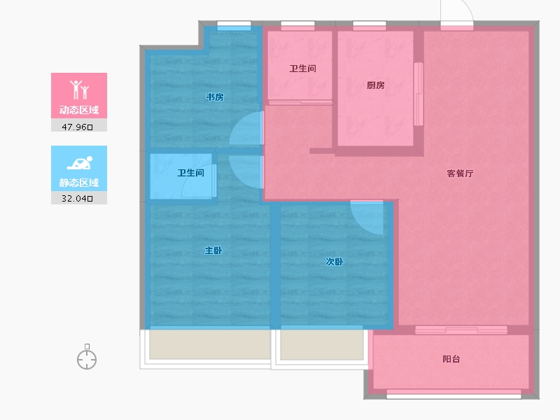 上海-上海市-陆家嘴锦绣澜湾-71.20-户型库-动静分区