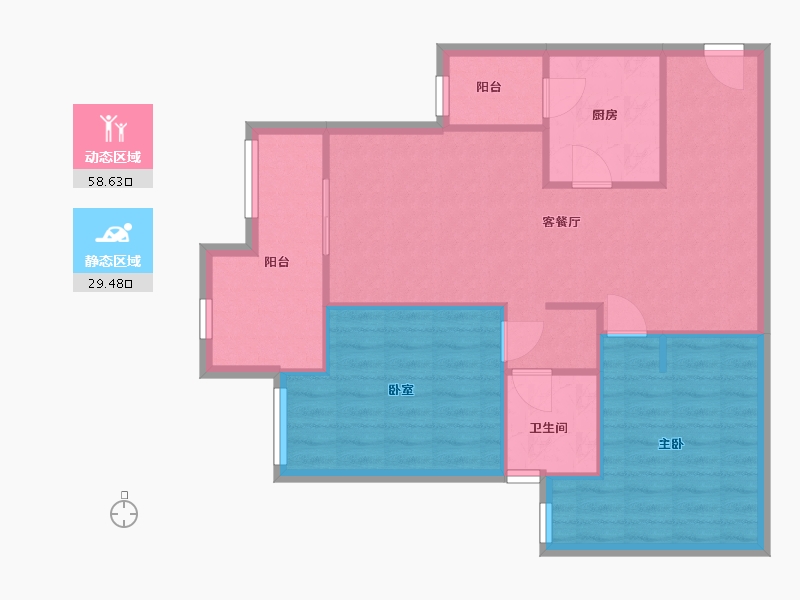 重庆-重庆市-新江与城悠澜-75.20-户型库-动静分区