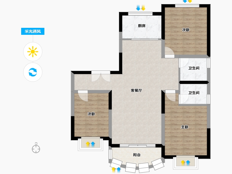 山西省-运城市-大运花园-107.88-户型库-采光通风