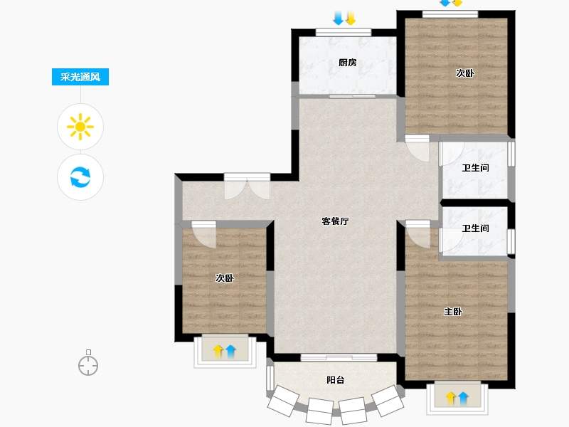 山西省-运城市-大运花园-107.88-户型库-采光通风