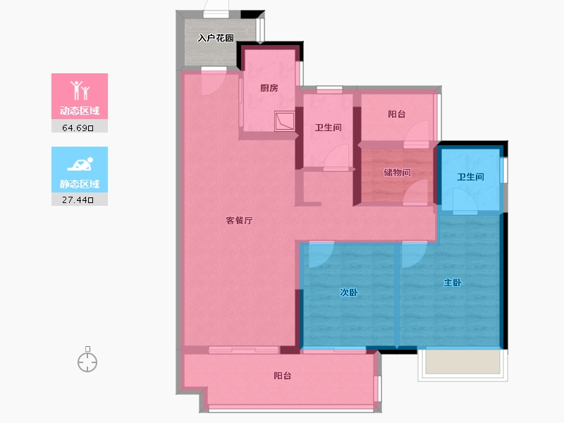 广东省-肇庆市-世茂滨江壹号-86.40-户型库-动静分区