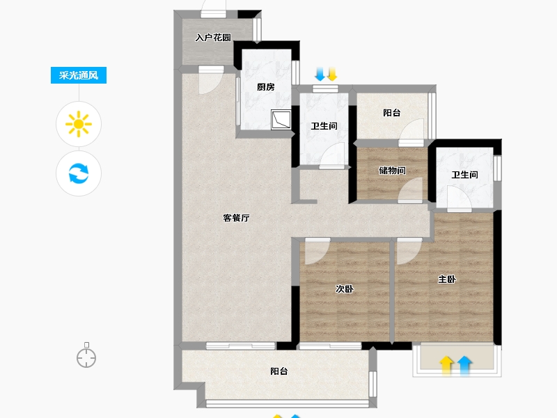 广东省-肇庆市-世茂滨江壹号-86.40-户型库-采光通风