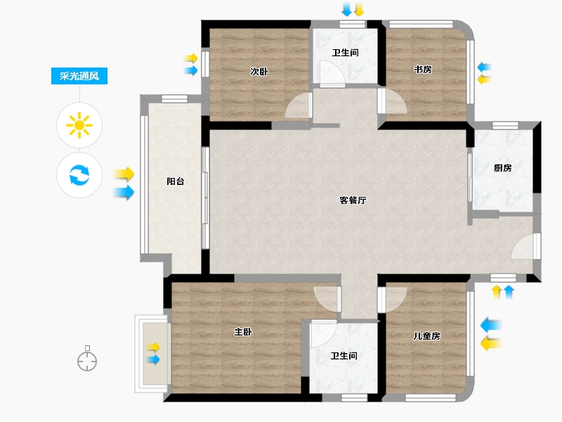 广东省-汕头市-阳光城文澜府-102.74-户型库-采光通风