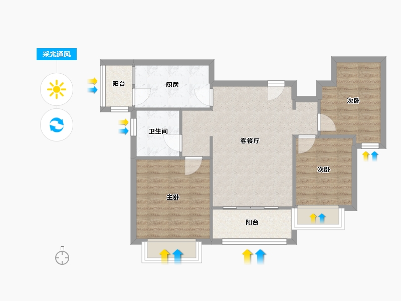 江西省-赣州市-恒大江湾-74.00-户型库-采光通风