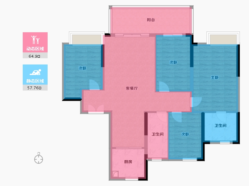 河南省-郑州市-招商公园1872佳苑-110.40-户型库-动静分区