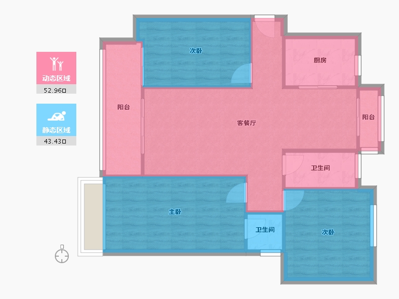 陕西省-榆林市-钰城小区-108.00-户型库-动静分区