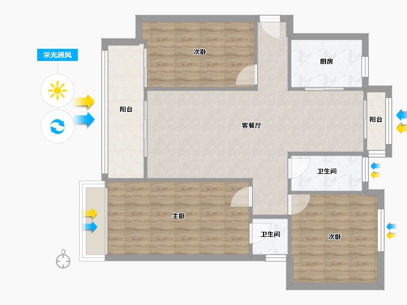 陕西省-榆林市-钰城小区-108.00-户型库-采光通风