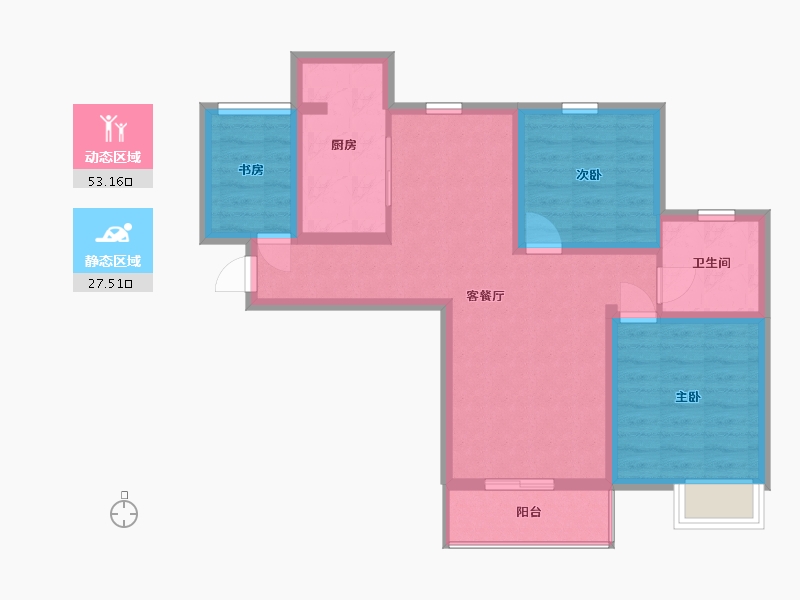 江苏省-苏州市-世茂蝶湖湾-75.43-户型库-动静分区