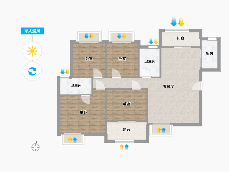 湖北省-武汉市-渔牧小区-131.00-户型库-采光通风