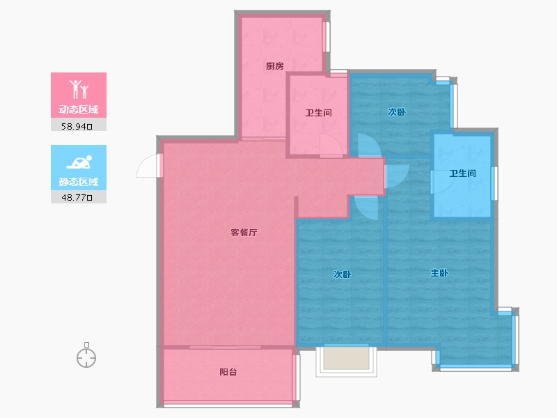 陕西省-西安市-盛泽万家灯火-99.80-户型库-动静分区