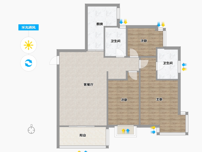 陕西省-西安市-盛泽万家灯火-99.80-户型库-采光通风