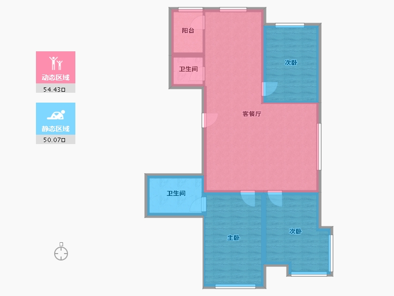 内蒙古自治区-包头市-恒基馨苑-95.20-户型库-动静分区