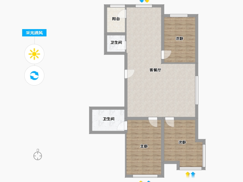 内蒙古自治区-包头市-恒基馨苑-95.20-户型库-采光通风