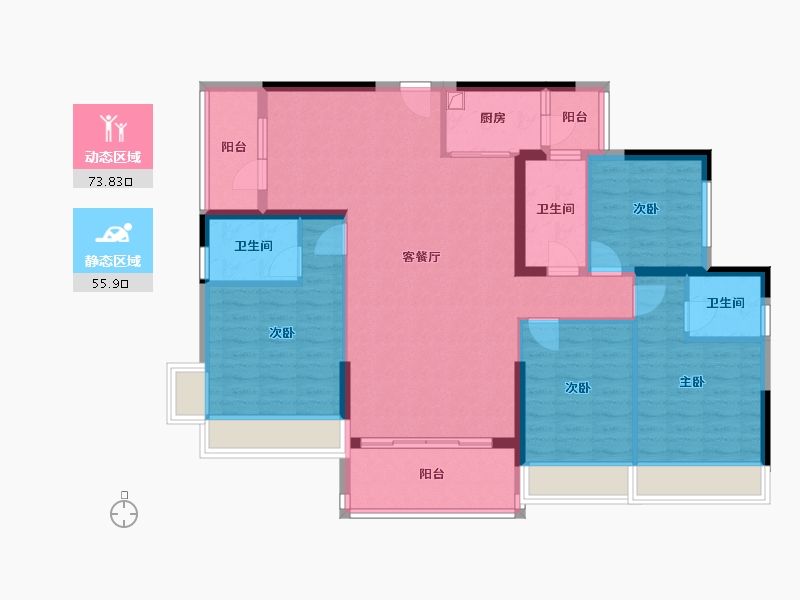 广东省-河源市-龙腾花园二期1栋-120.89-户型库-动静分区