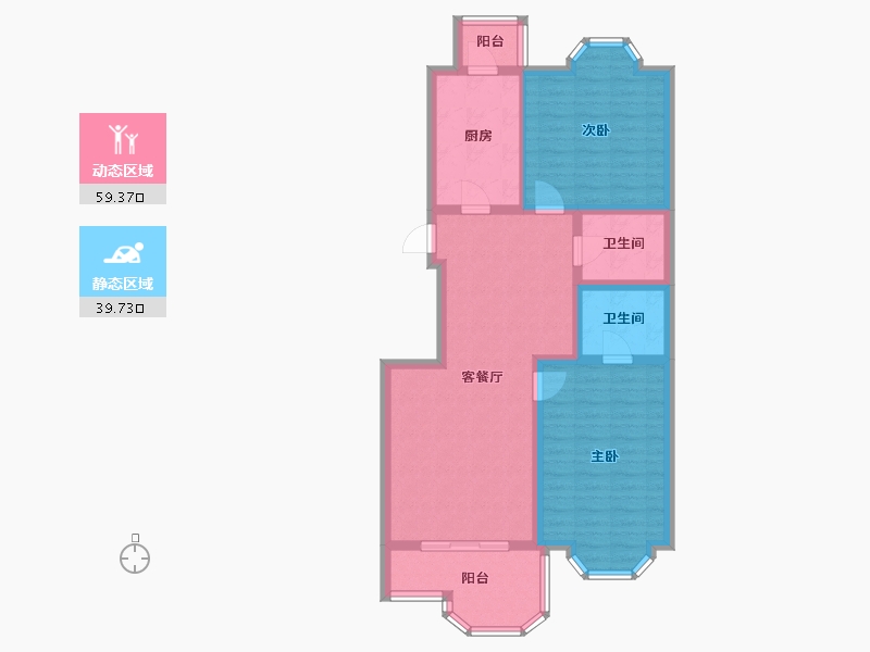 北京-北京市-靓景明居-86.40-户型库-动静分区