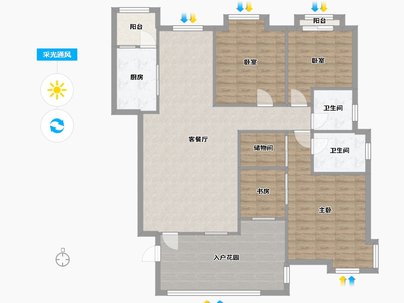 广东省-佛山市-文华花园-122.00-户型库-采光通风