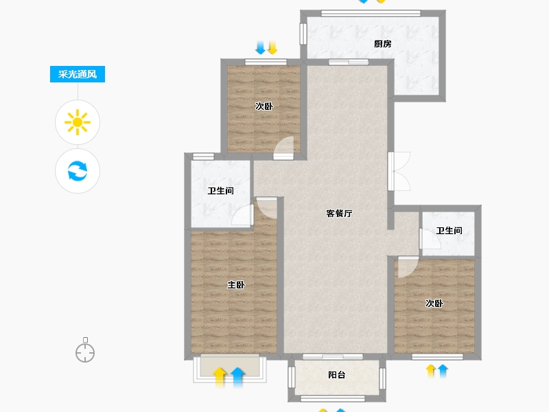 河北省-张家口市-东华御府-134.40-户型库-采光通风