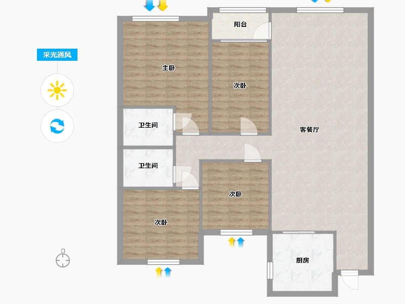 山东省-滨州市-黄山茗居-124.72-户型库-采光通风