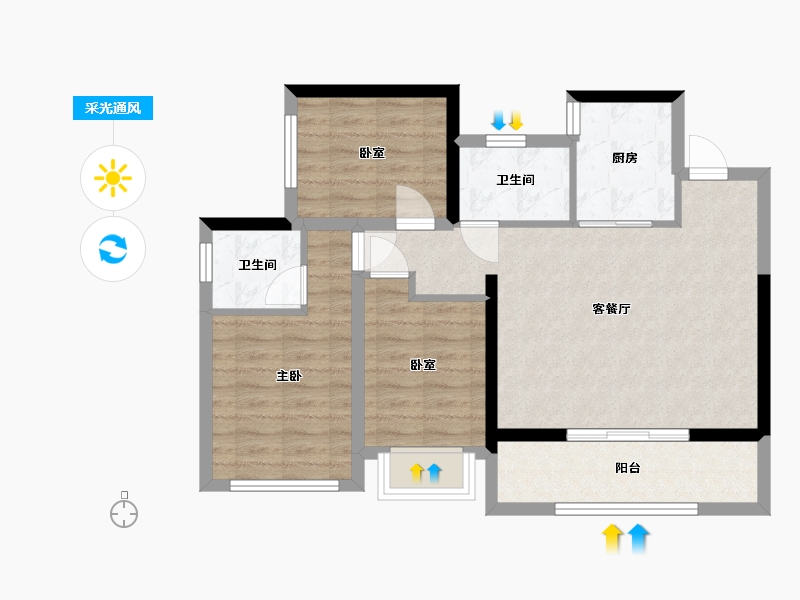 贵州省-贵阳市-建发央著和玺书香府缦云-72.52-户型库-采光通风