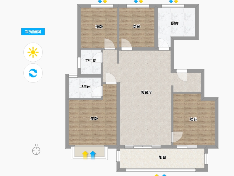 河北省-衡水市-富力院士廷-107.20-户型库-采光通风