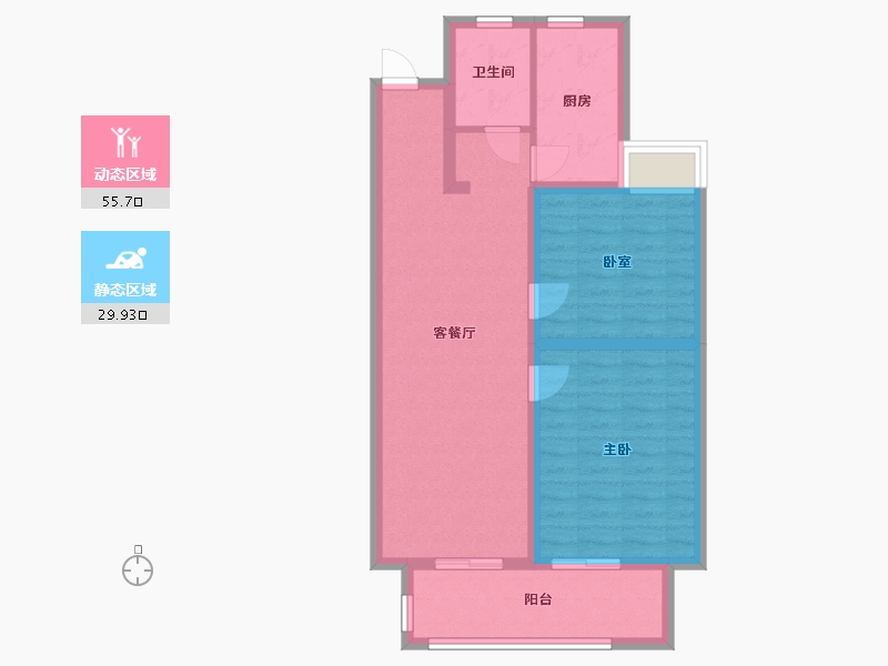 江苏省-连云港市-双池花园-76.80-户型库-动静分区