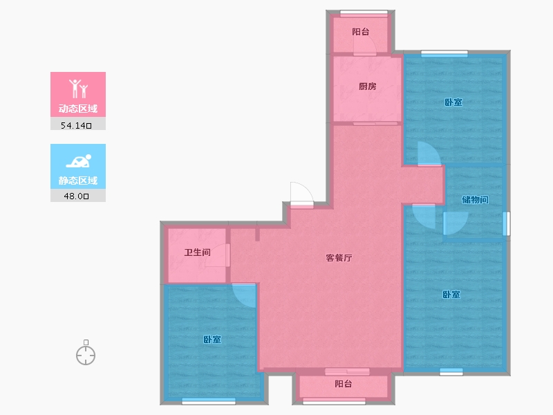 天津-天津市-名居花园-101.60-户型库-动静分区