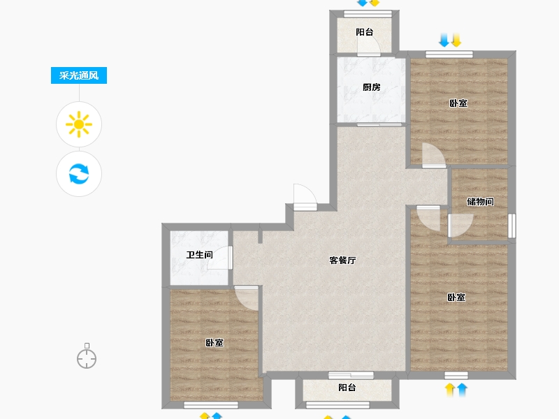 天津-天津市-名居花园-101.60-户型库-采光通风