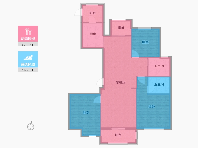 浙江省-杭州市-苏荷苑-104.55-户型库-动静分区