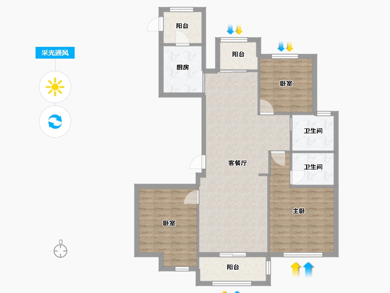 浙江省-杭州市-苏荷苑-104.55-户型库-采光通风