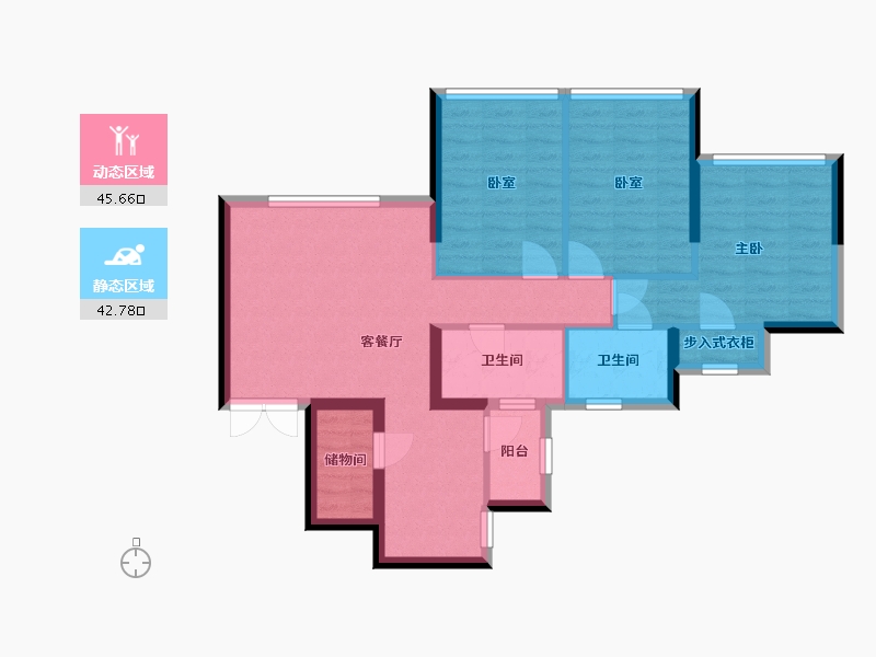 辽宁省-沈阳市-新加坡城-89.00-户型库-动静分区