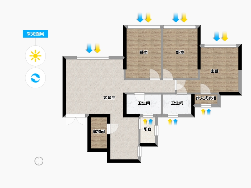 辽宁省-沈阳市-新加坡城-89.00-户型库-采光通风