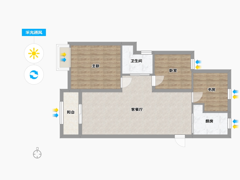 湖北省-武汉市-南山纵横滨江时代-80.00-户型库-采光通风