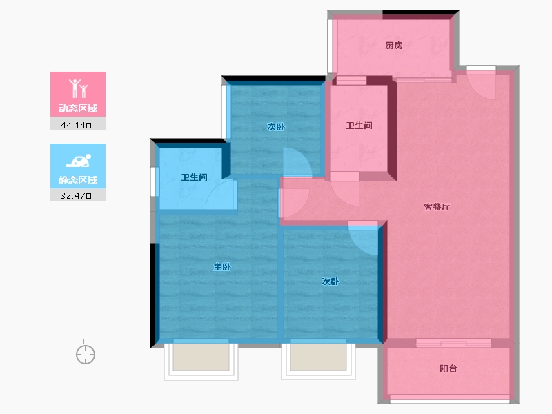 四川省-自贡市-绿地新里城柏仕公馆-70.86-户型库-动静分区