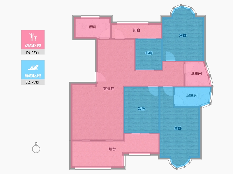 福建省-福州市-蔚蓝国际-121.62-户型库-动静分区