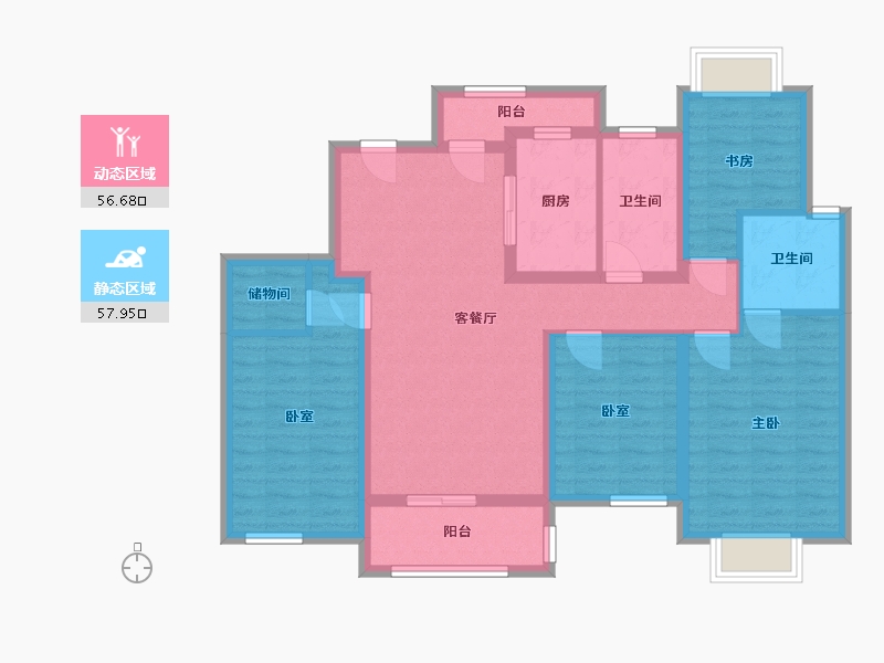 湖南省-长沙市-正荣滨江紫阙台-119.20-户型库-动静分区