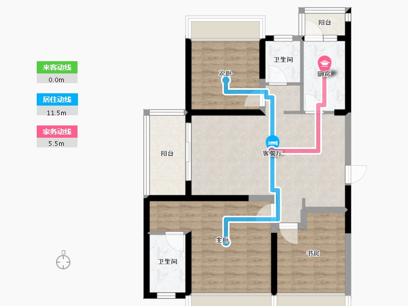 四川省-攀枝花市-天星湖畔花蔓邸-92.89-户型库-动静线