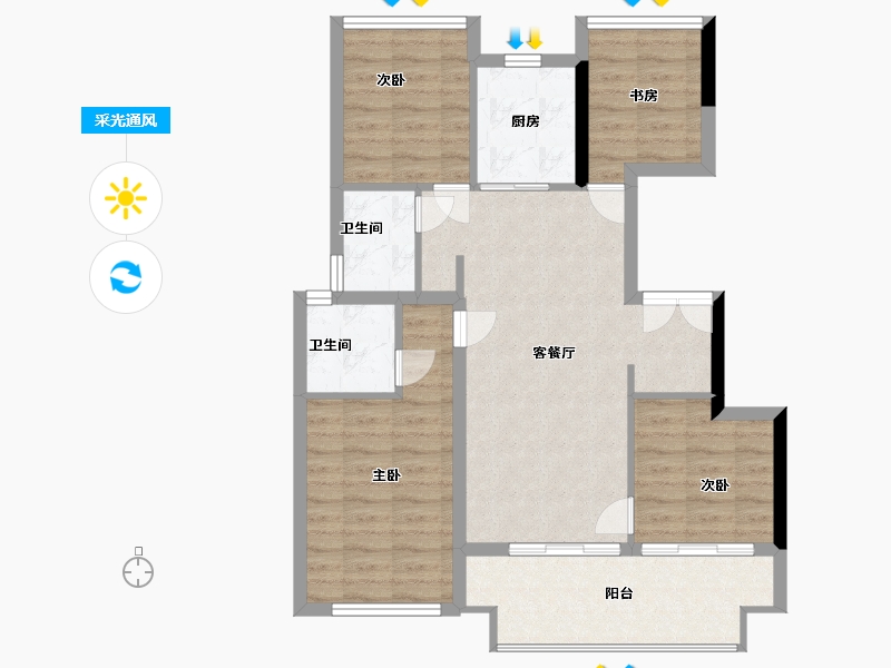 福建省-福州市-榕发麓里云筑-82.40-户型库-采光通风