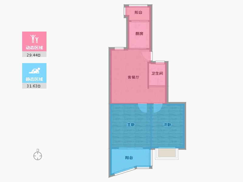 江苏省-南京市-银龙花园一期北区-57.00-户型库-动静分区