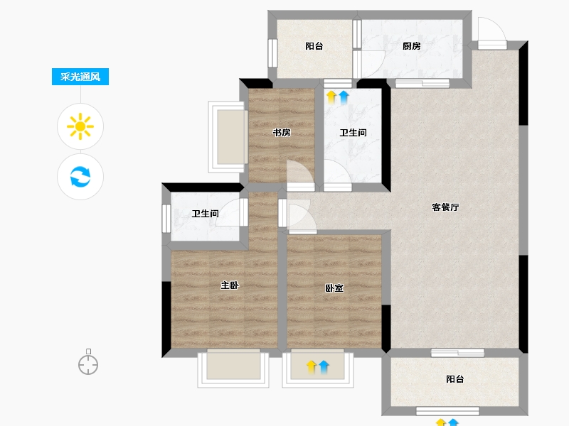 四川省-绵阳市-水晶郦城-85.10-户型库-采光通风