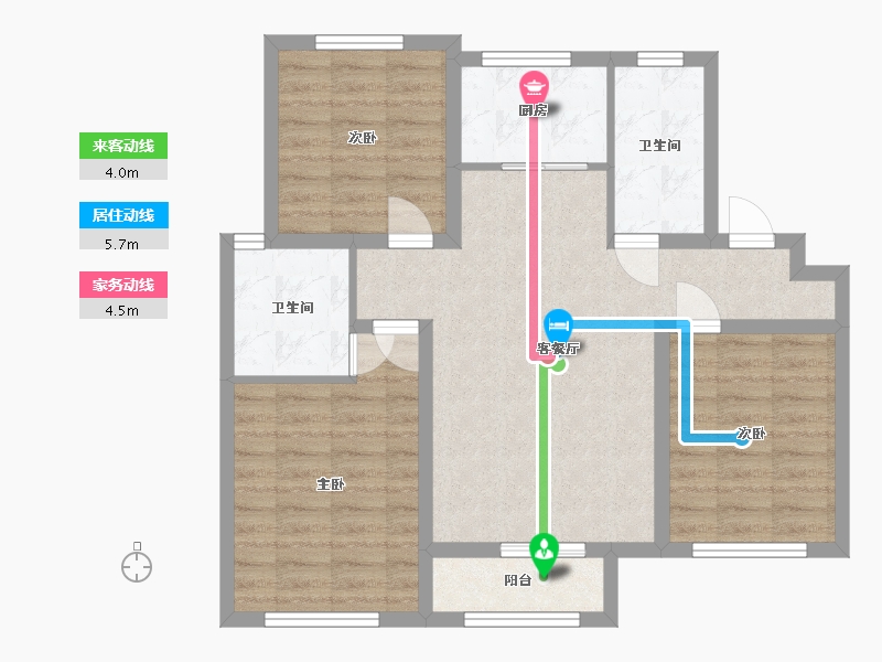 河北省-唐山市-北苑明珠-88.80-户型库-动静线