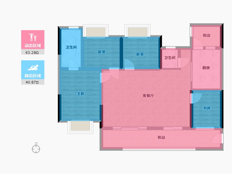 四川省-绵阳市-水晶郦城-93.95-户型库-动静分区