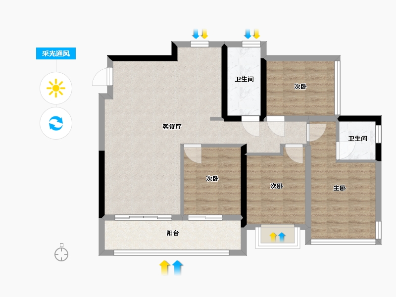 贵州省-贵阳市-建发央著和玺书香府缦云-87.12-户型库-采光通风