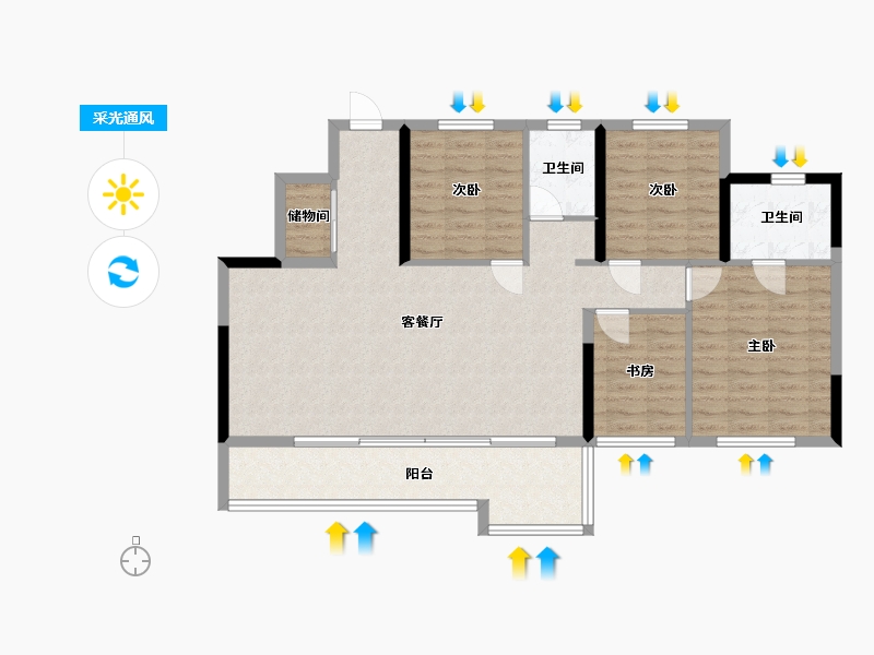 四川省-成都市-蜀道翰林府-106.09-户型库-采光通风