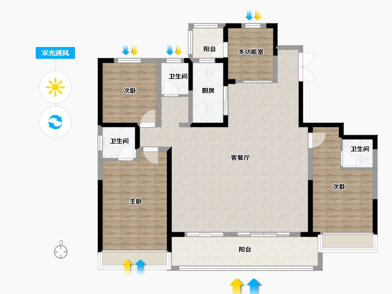 河南省-焦作市-盛业润华园-152.00-户型库-采光通风