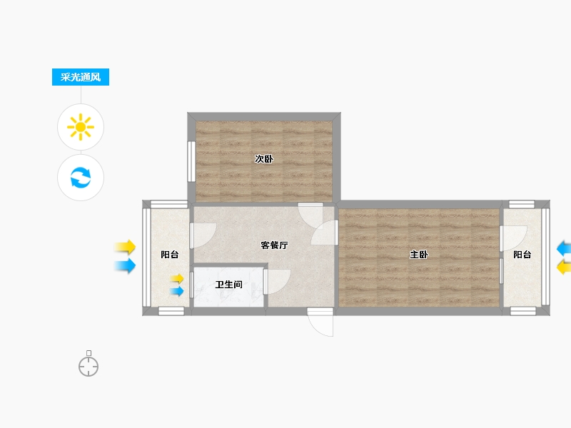 天津-天津市-唐口新村六段-47.10-户型库-采光通风