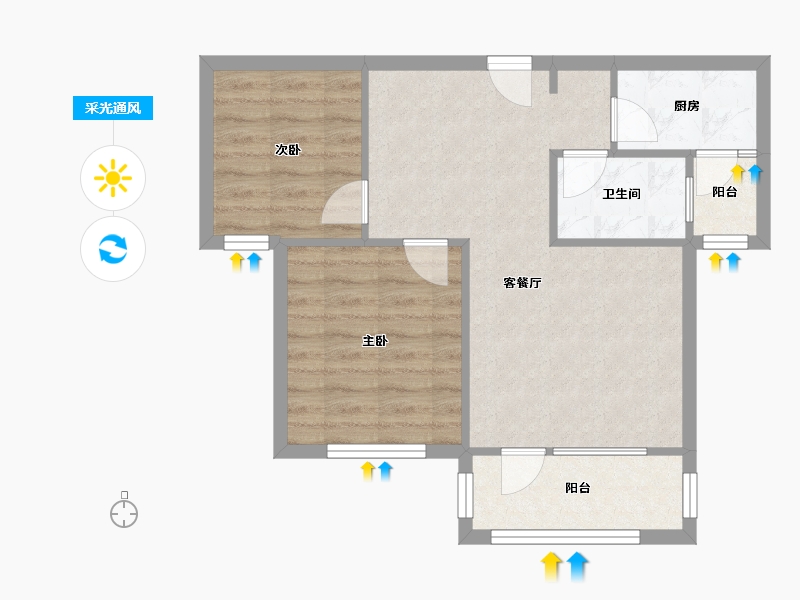 山东省-烟台市-山之韵-61.08-户型库-采光通风