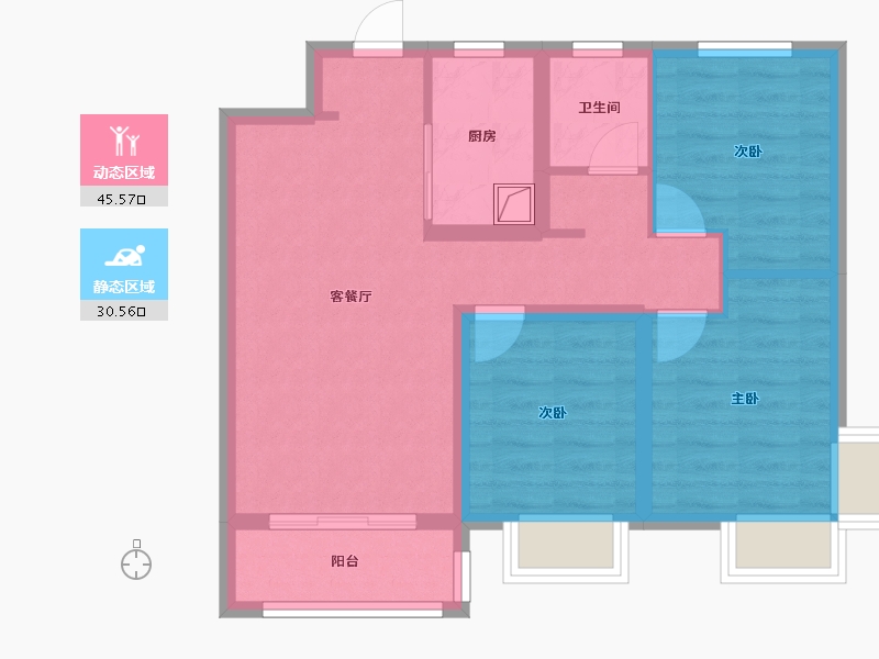 河北省-石家庄市-翡翠书院小区-84.00-户型库-动静分区